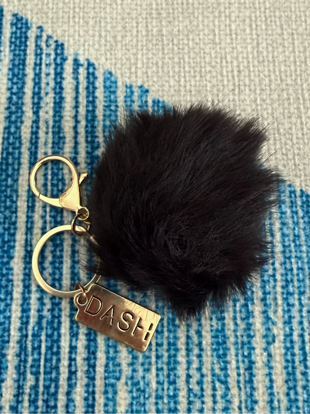 Rare DASH Kardashian Bag Charm Keychain Y2K Black Puff
